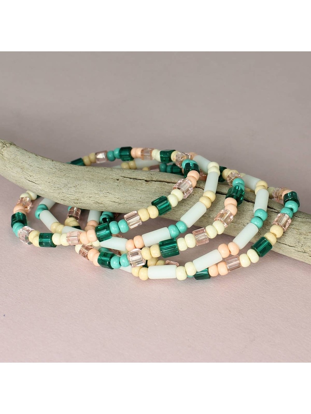 Turquoise Peach Bead Stretch Bracelets